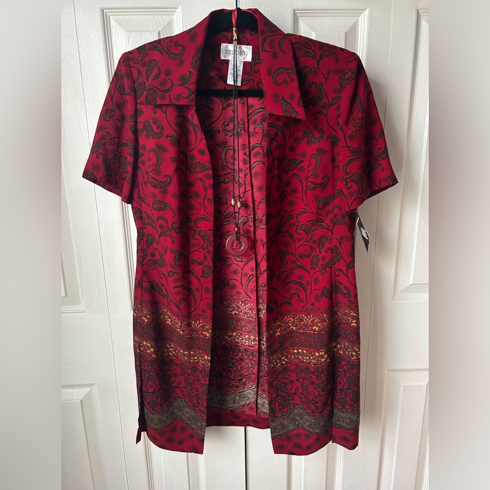 NWT vintage red collar short sleeve jacket - size 6